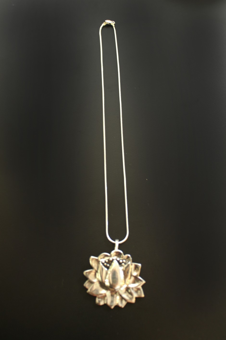 Large Lotus Necklace SilverBotanica Handmade Jewelry designed by