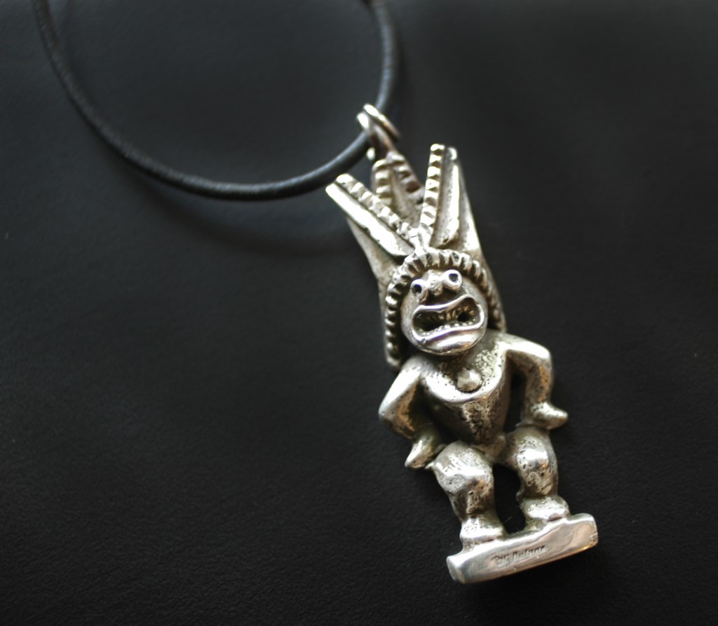 Large Tiki Necklace SilverBotanica Handmade Jewelry designed by