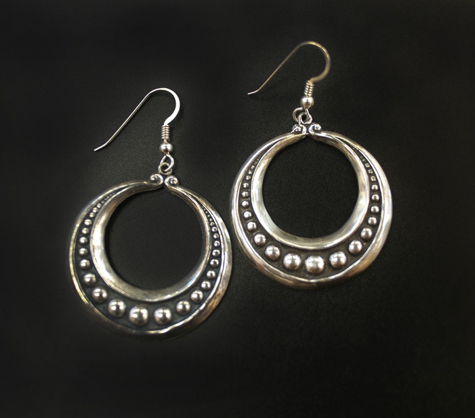 Circle Dot Earrings SilverBotanica Handmade Jewelry designed by