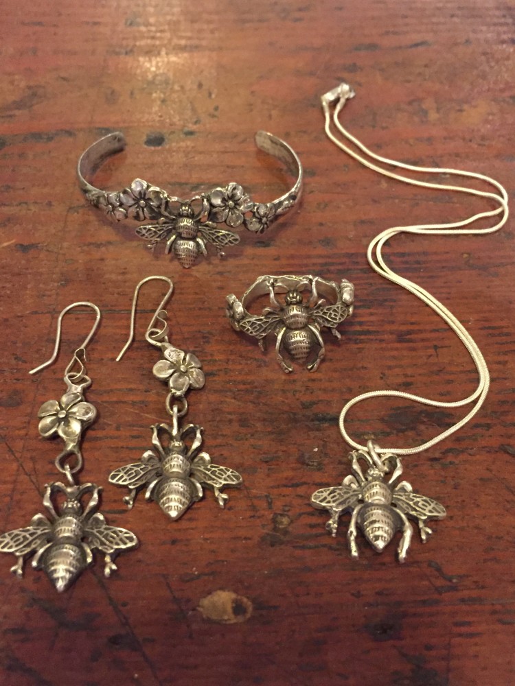 Bee Blossom Earrings in Sterling Silver - SilverBotanica - Handmade ...