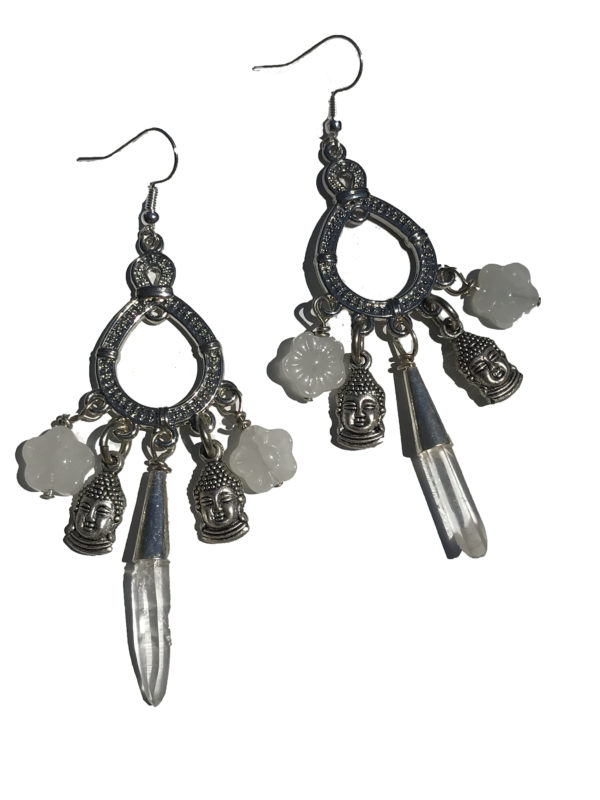 Crystal Buddha Flower Dangle Earrings - SilverBotanica - Handmade ...