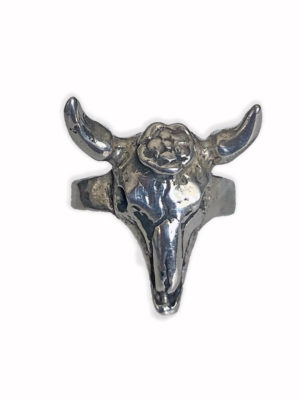 Small Steer Skull Women’s Ring - SilverBotanica - Handmade Jewelry ...