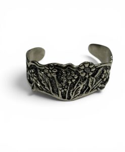 Wild Garden Cuff – Hand Carved White Copper Botanical Bracelet